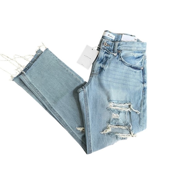KANCAN Boyfriend Ripped Lightwash Jeans Distressed Size 24 NWT - Picture 9 of 16